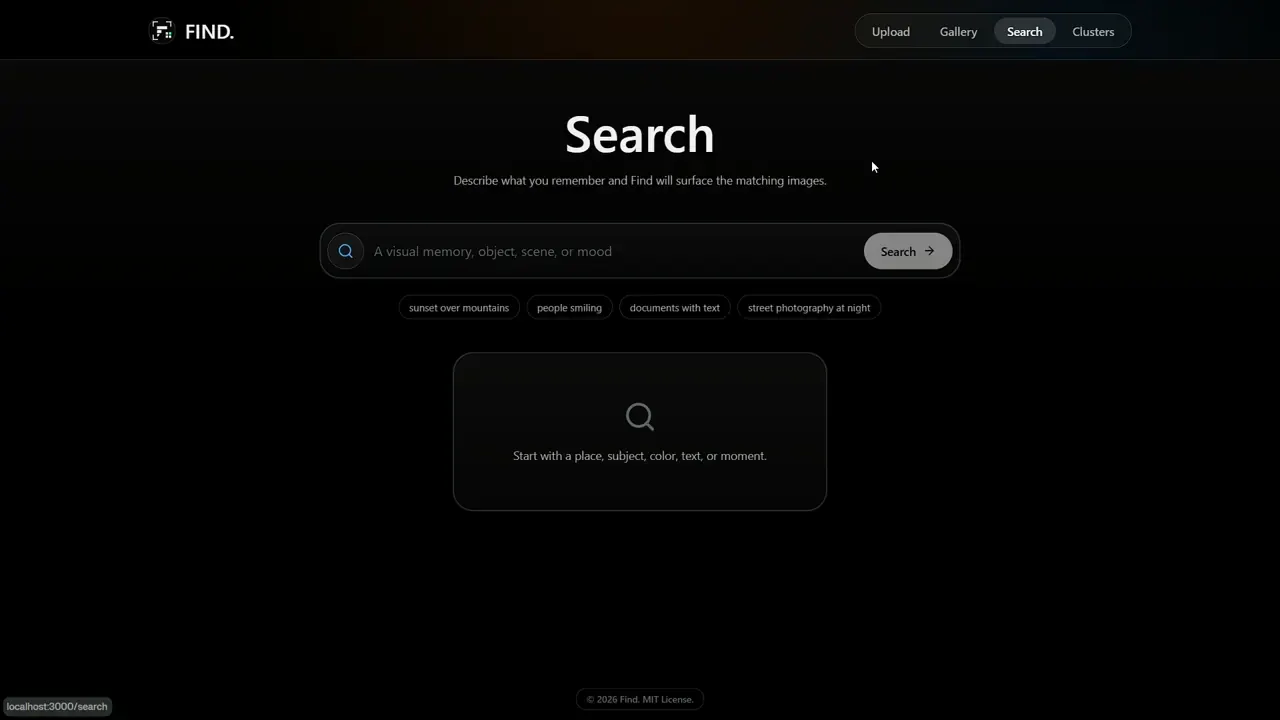 Find's natural-language search page