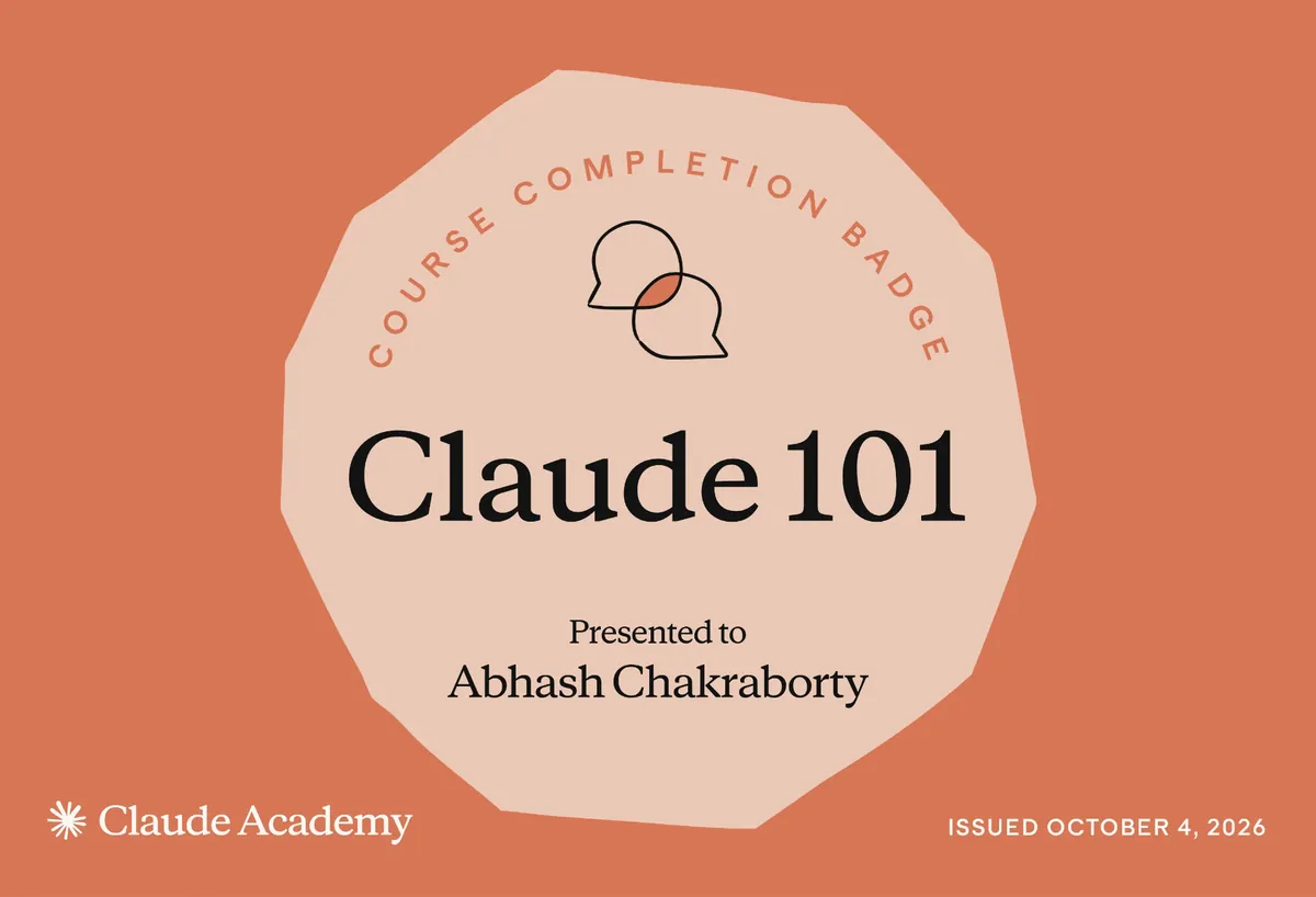 Claude Academy course completion badge: Claude 101